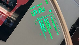 Einblendung in grüner Schrift auf den Even Realities G2 smart Glases